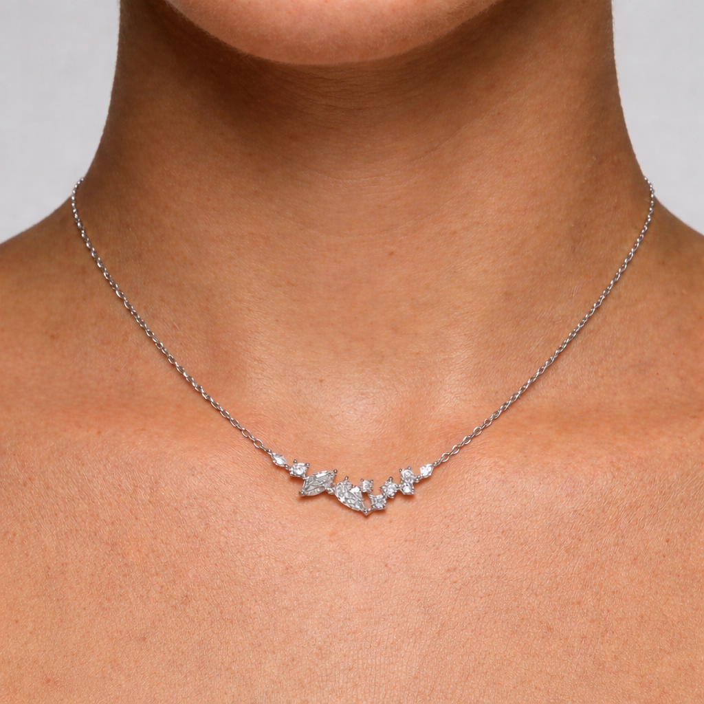 Zelda Zircon Sterling Silver Pendant Necklace