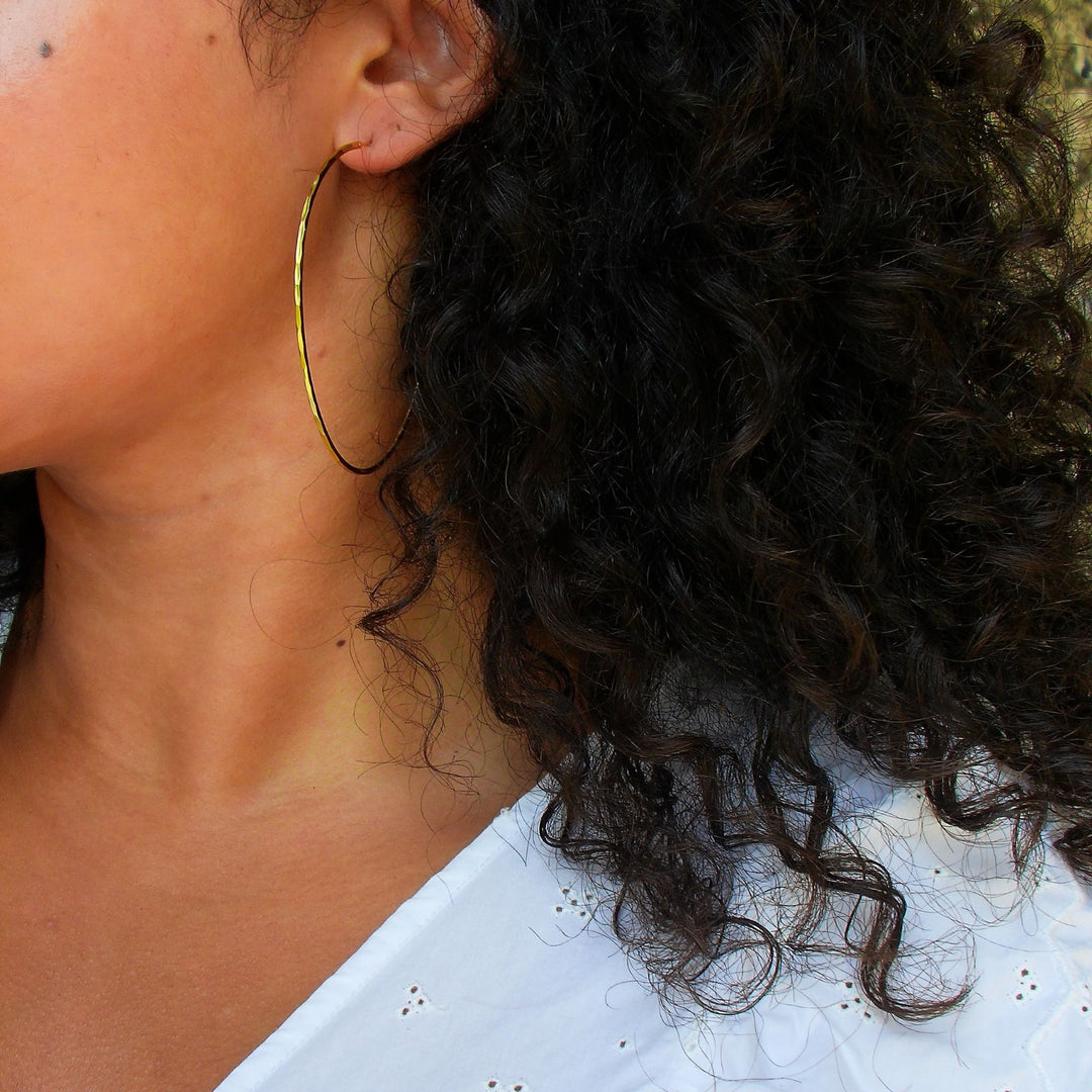 Large Hammered Fine Hoops - Sterling Silver | Gold Plated Sterling Silver