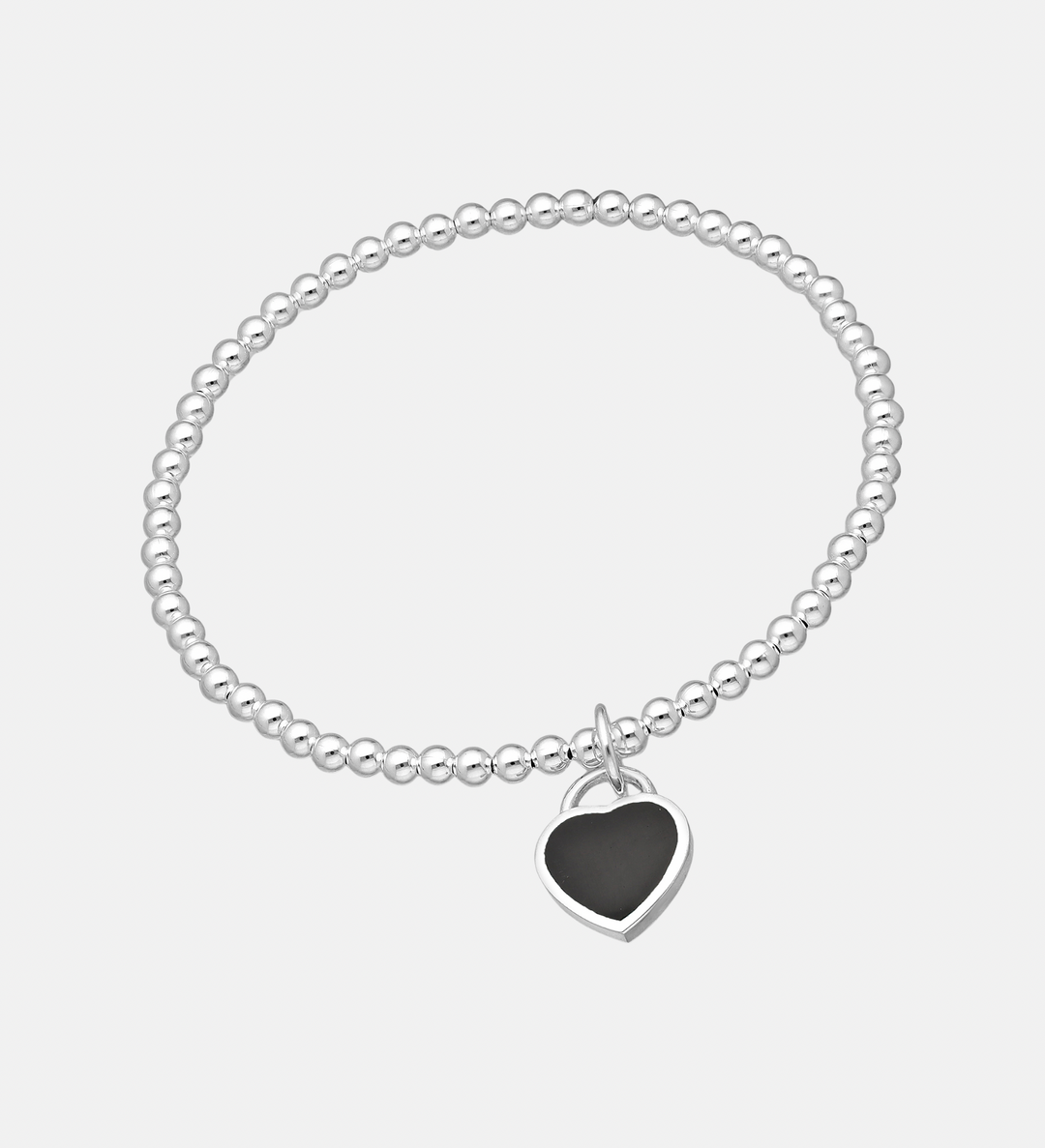Turquoise Heart Charm Sterling Silver Ball Bracelet