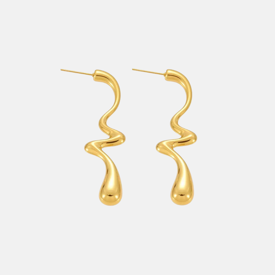 Molton Omboo Drop Earrings - Steel | Gold Steel