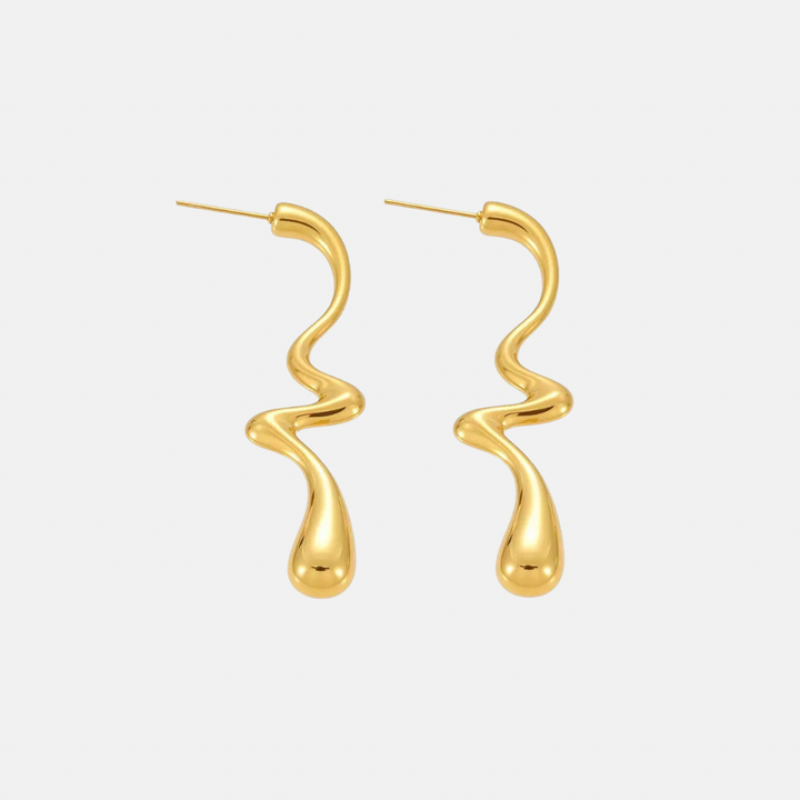 Molton Omboo Drop Earrings - Steel | Gold Steel