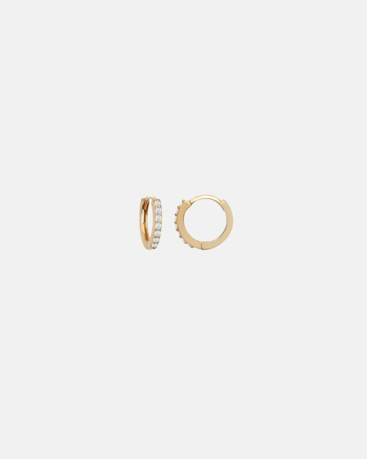 9ct Gold White Zircon Stone Huggie Hoops - Yellow Gold | White Gold | Rose Gold