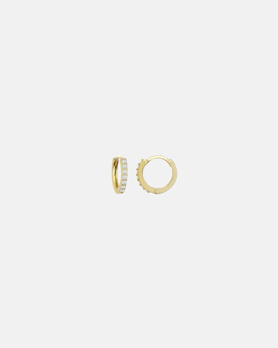 9ct Gold White Zircon Stone Huggie Hoops - Yellow Gold | White Gold | Rose Gold