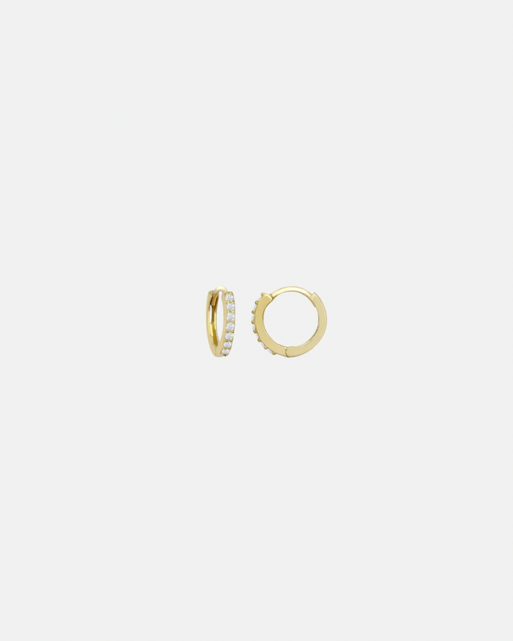 9ct Gold White Zircon Stone Huggie Hoops - Yellow Gold | White Gold | Rose Gold