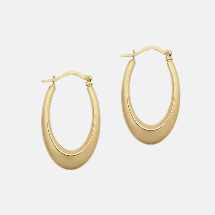 9ct Oval Creole Hoop Earrings
