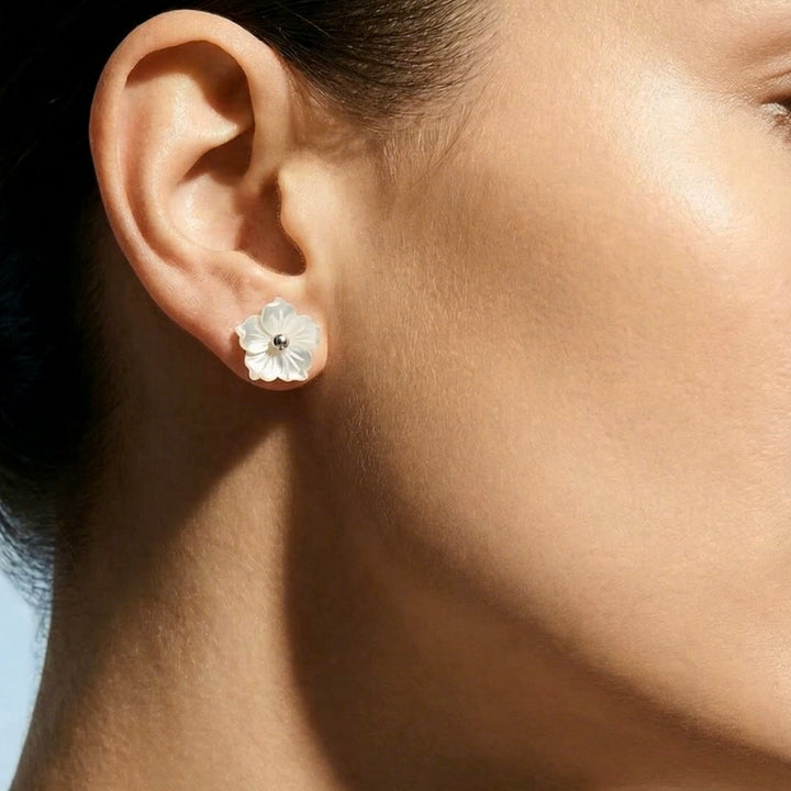 Pearlescent Flower Stud Earrings