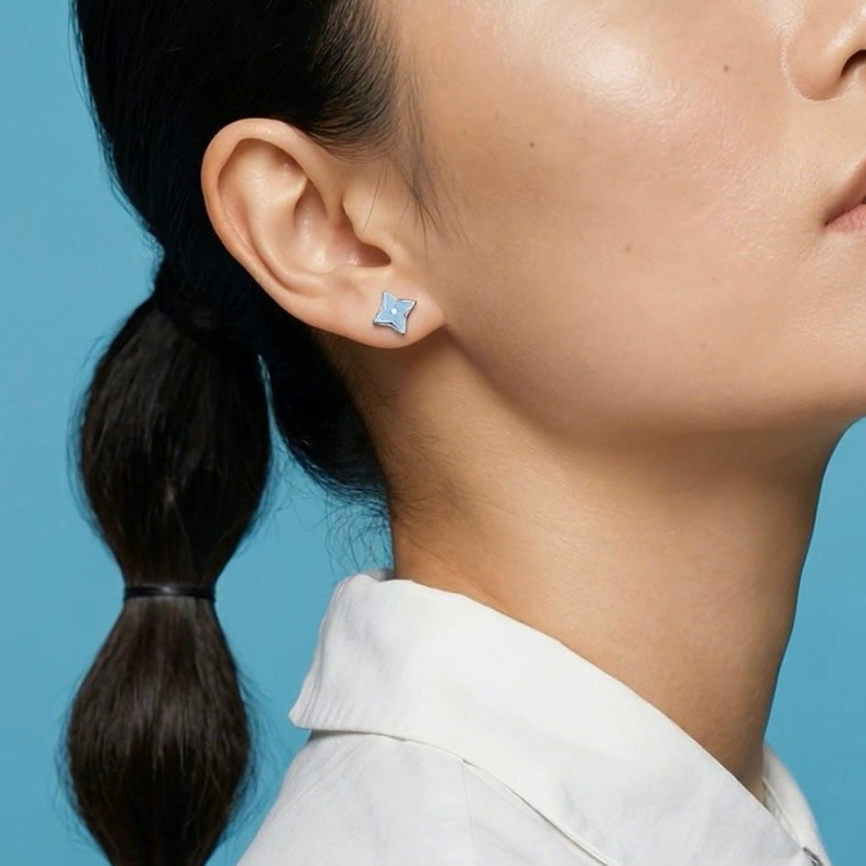 Stella Flower Sterling Silver Studs - Baby Pink | Baby Blue