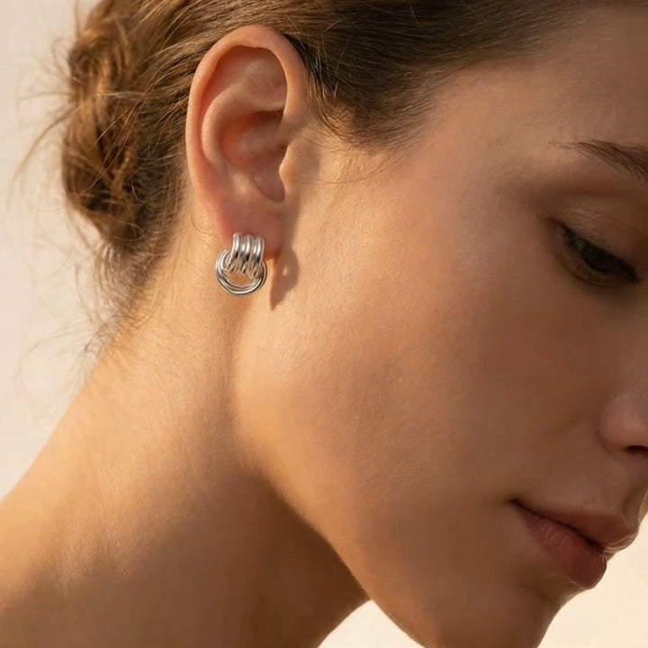 Riviera Knotted Sterling Silver Drop Stud Earrings