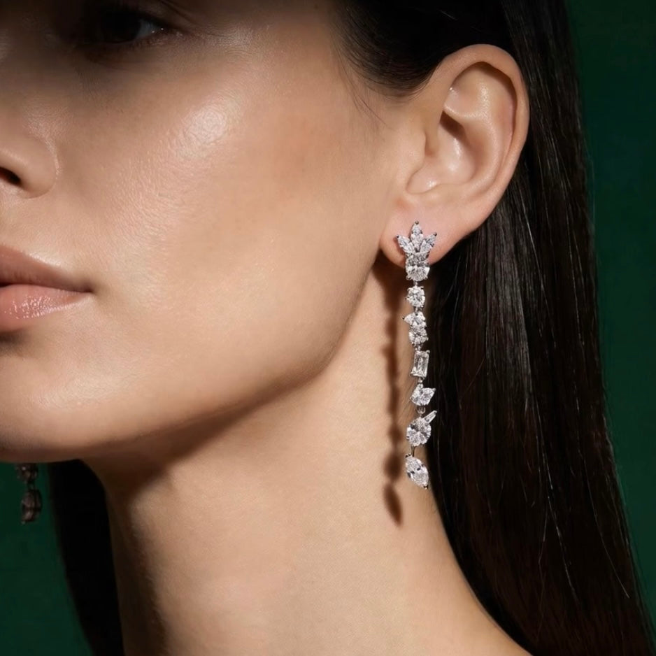 Adorn Sterling Silver Mixed Stone Drop Earrings
