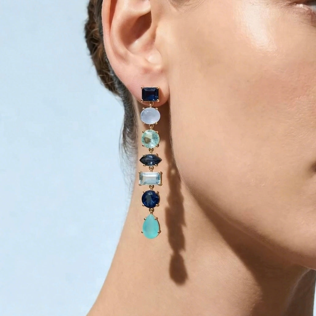Ocean Gemstone Cascade Earrings