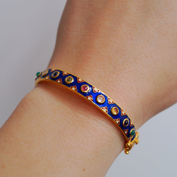 Athena Enamel Gemstone Bracelets - Red Claret | Royal Blue