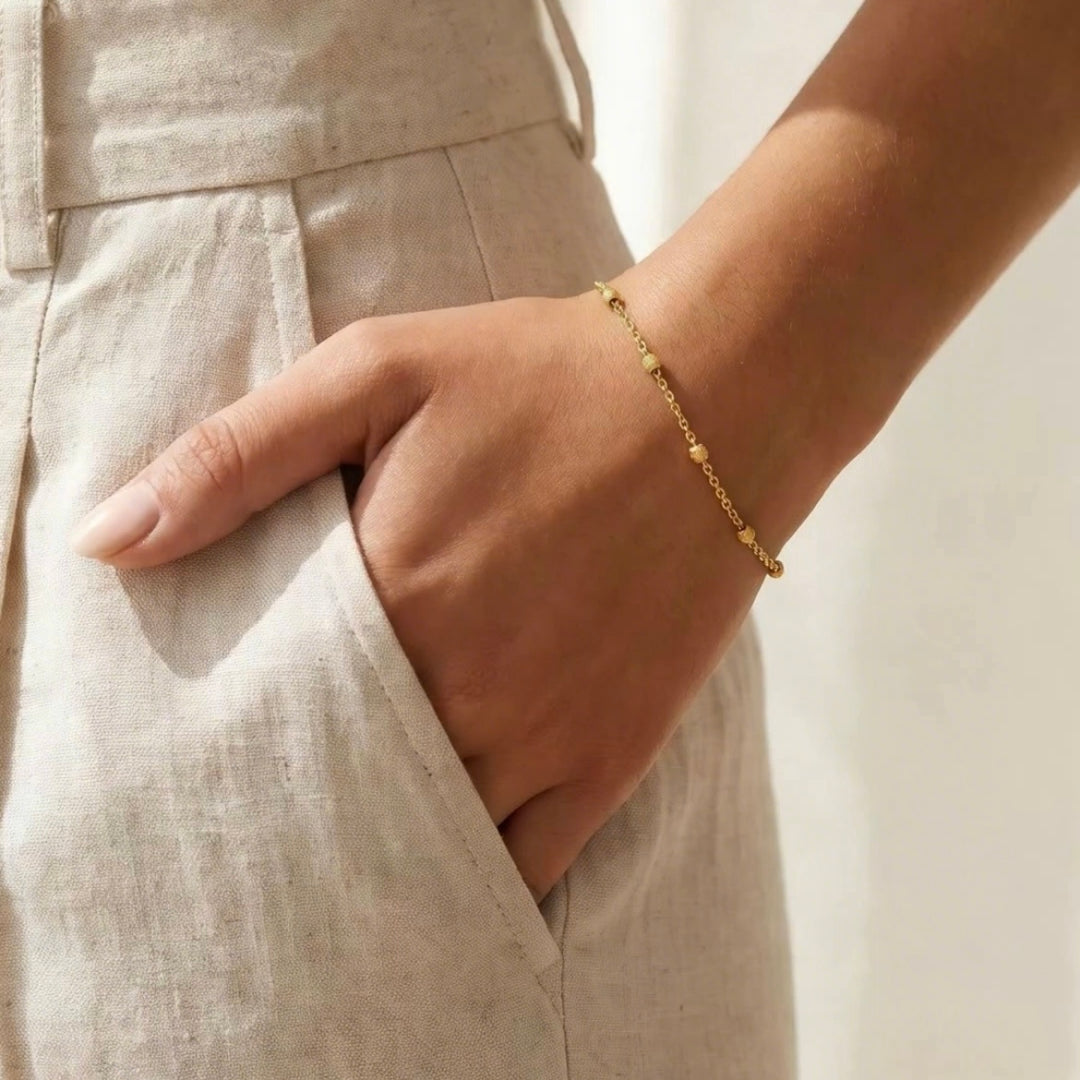 Gold Plated Square Bead Chain Bracelet