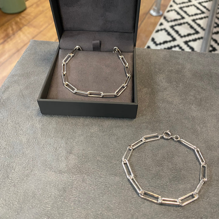 Sterling Silver Square Link Necklace & Bracelet Gift Set