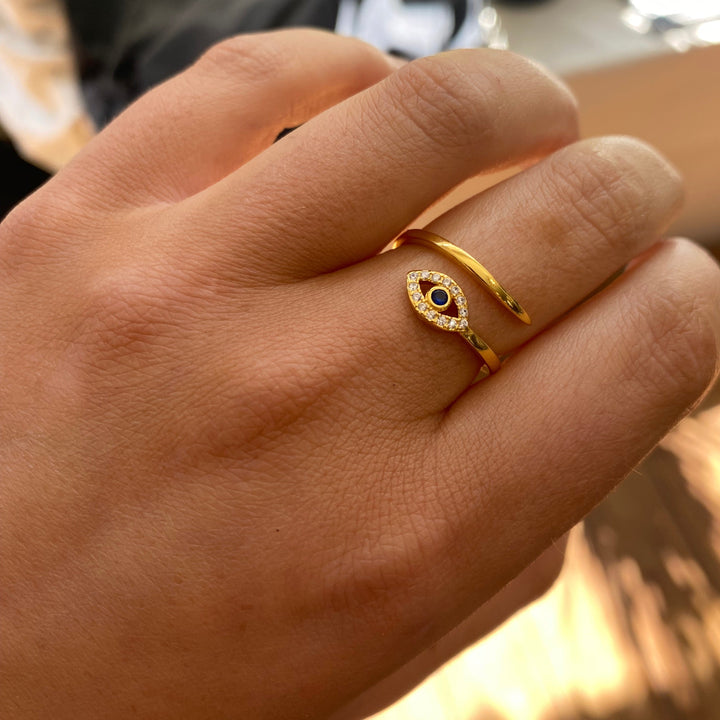 Darma Eye Zircon Gold Wrap Ring