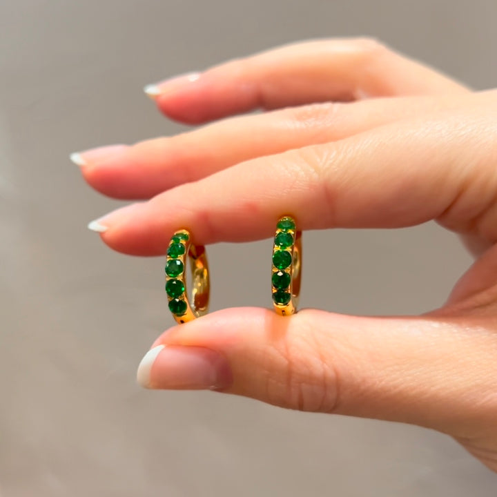 Millie Full Stone Hoops - Green | White