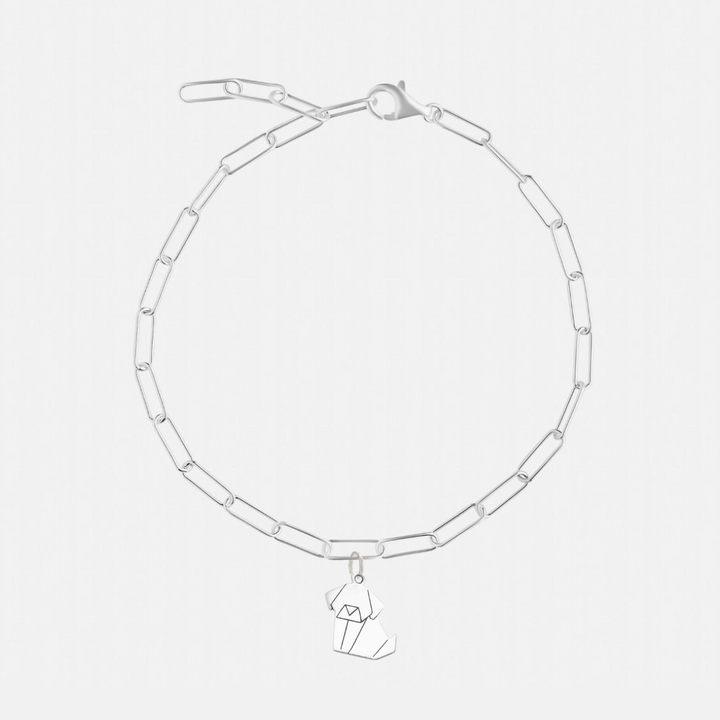 Charm Sterling Silver Square Link Chain Bracelets - 25 Charm Options