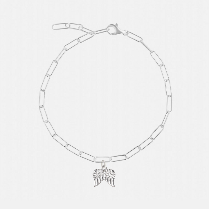 Charm Sterling Silver Square Link Chain Bracelets - 25 Charm Options