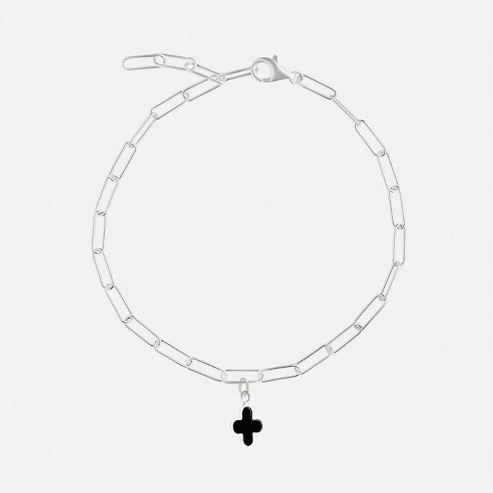 Charm Sterling Silver Square Link Chain Bracelets - 25 Charm Options