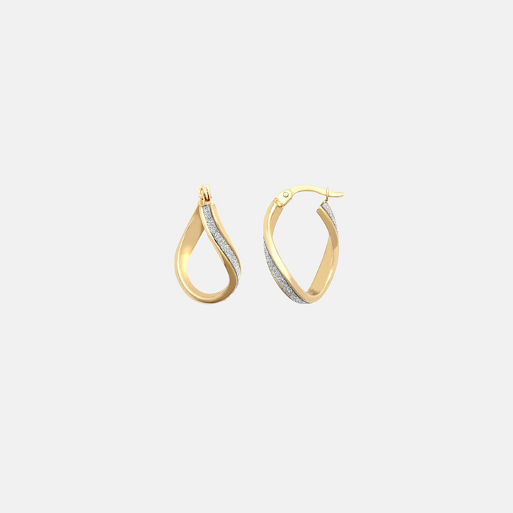 9ct Gold Spiral Moondust Hoop Earrings