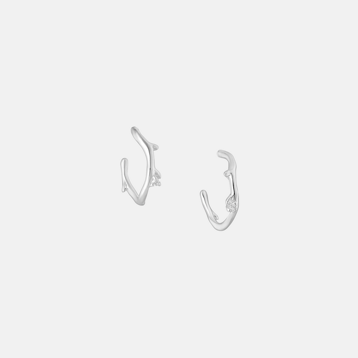 Dainty Zircon Sterling Silver Branch Hoops