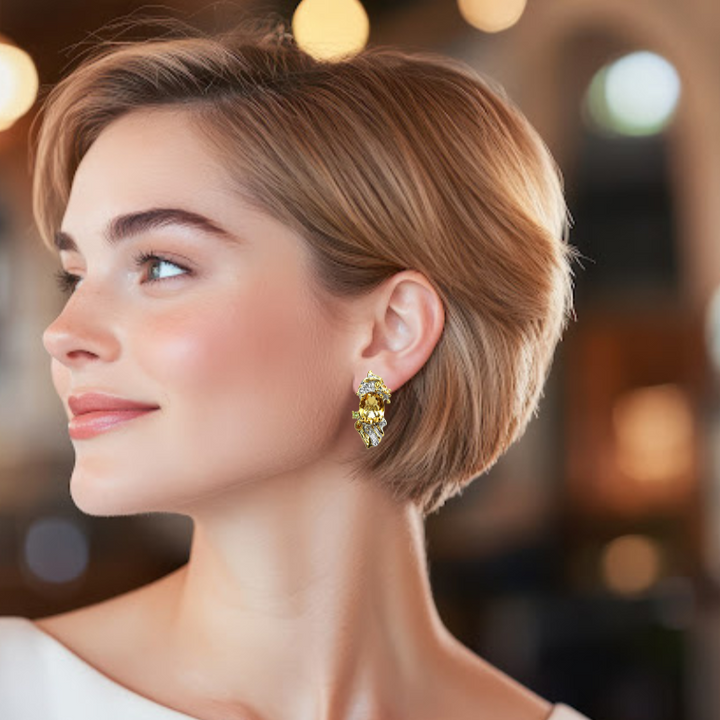 Citrine Sterling Silver & 22ct Gold Etruscan Earrings
