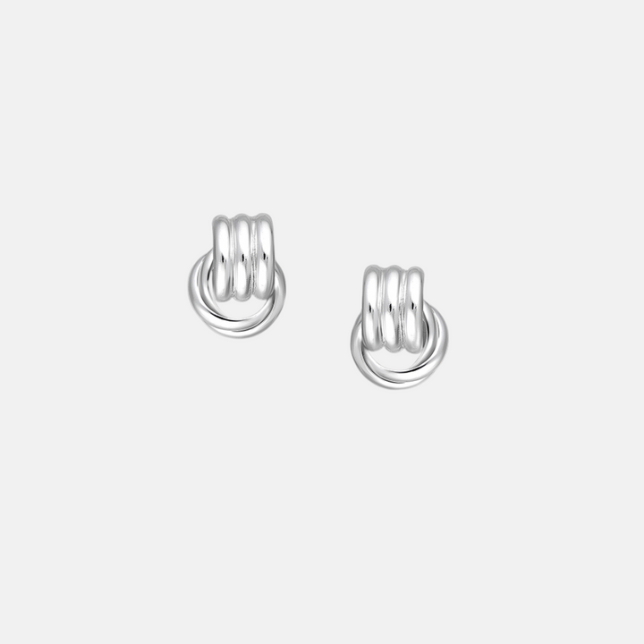 Riviera Knotted Sterling Silver Drop Stud Earrings