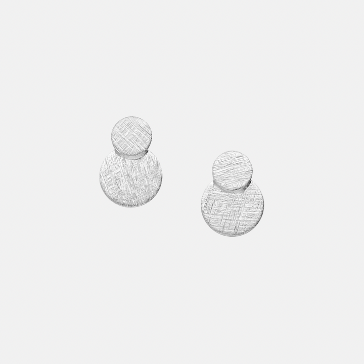 Textured Duo Disc Sterling Silver Stud Earrings