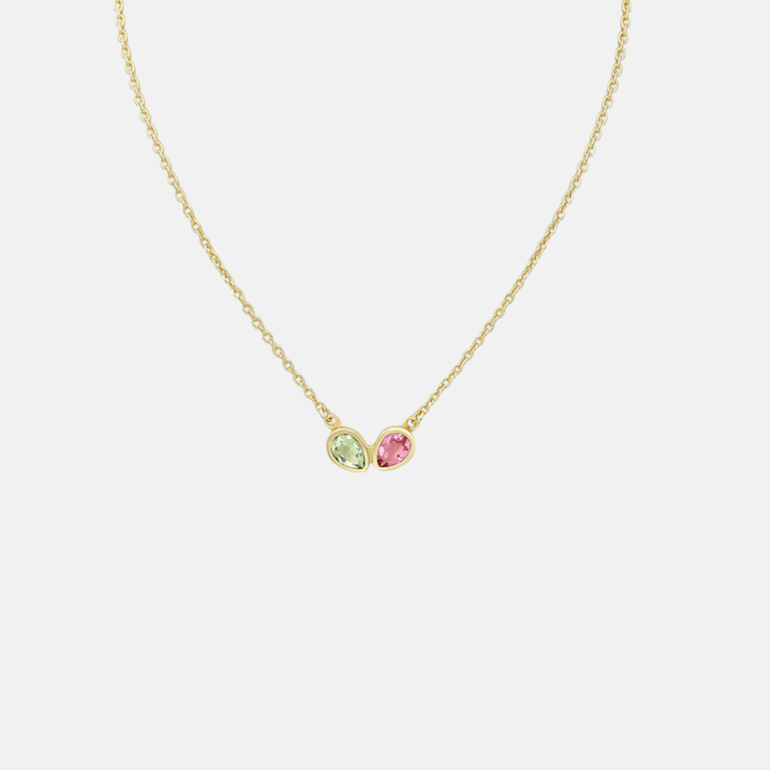 Verdant Tear Drop Gems Necklace - Pink Tourmaline | Topaz