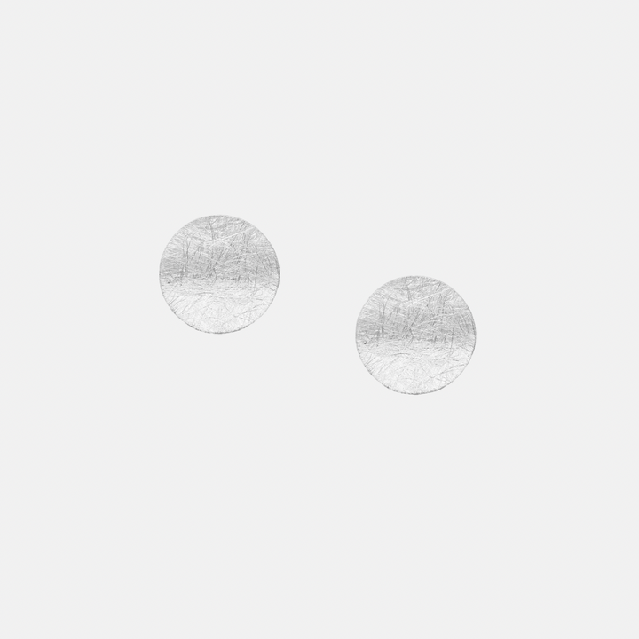 Etched Circular Sterling Silver Stud Earrings
