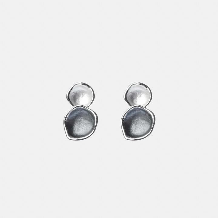 Deux Silver & Grey Stud Earrings