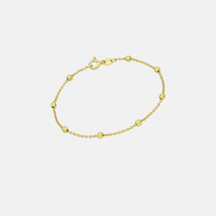 Gold Plated Square Bead Chain Bracelet