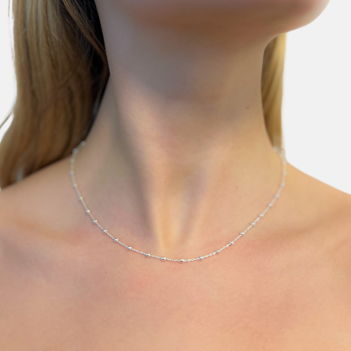 Chloe Dots & Chain Choker Necklace - Sterling Silver | 18ct Gold Plated Sterling Silver