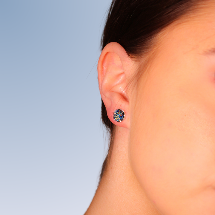 Neptune Blue Rutilated Quartz Stud Earrings - Silver | Gold