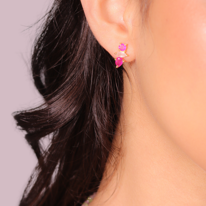 Pink Tourmaline & Rose Quartz Adria Gemstone Earrings