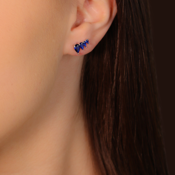 Sapphire Succession Petal Stud Earrings