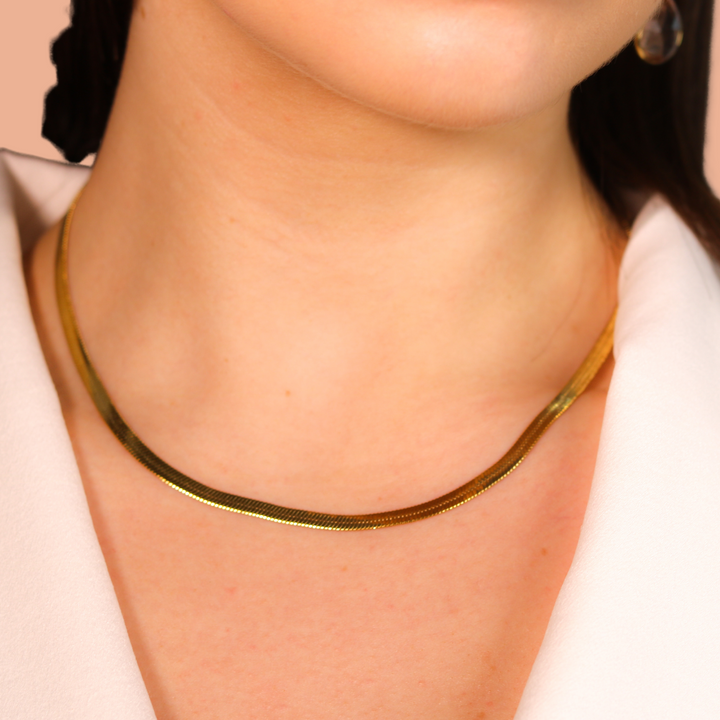 Gold Herringbone Necklace