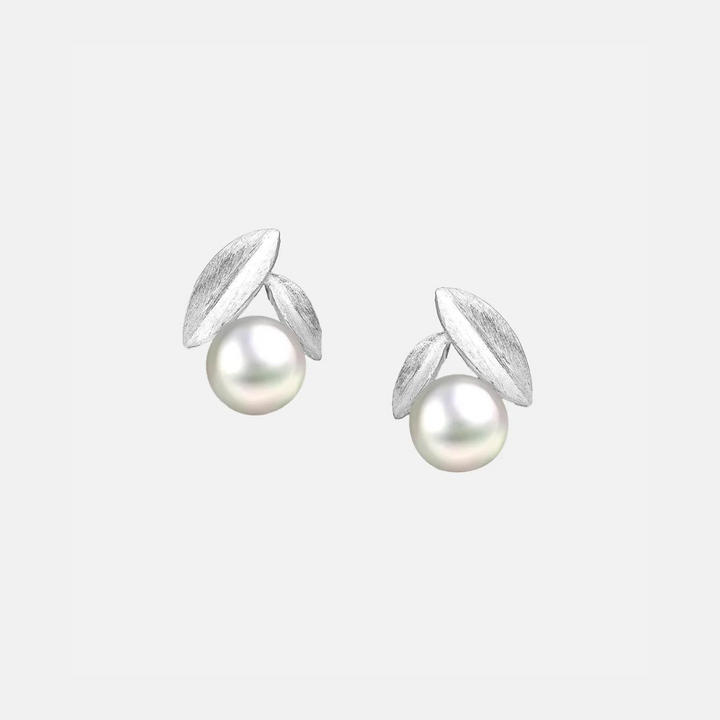 Pearl & Silver Leaf Earrings