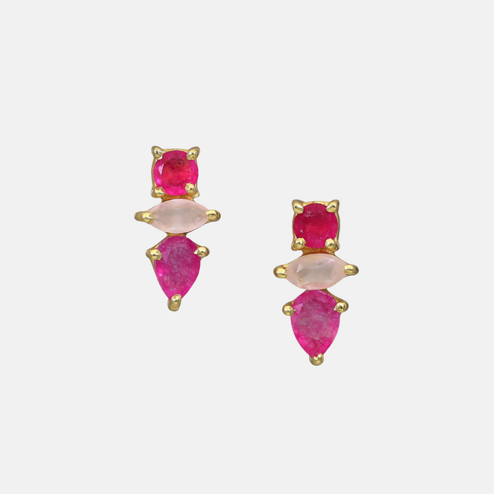 Pink Tourmaline & Rose Quartz Adria Gemstone Earrings