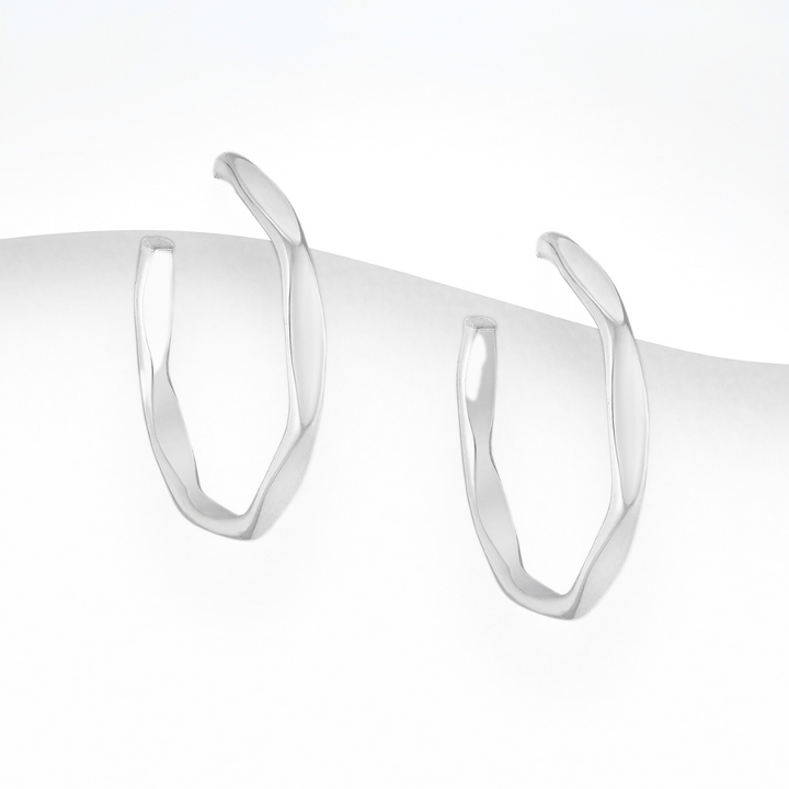 Edged .925 Sterling Silver Hoop Earrings