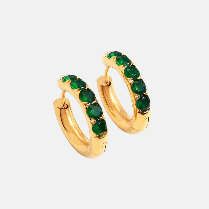 Millie Full Stone Hoops - Green | White