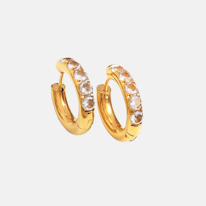 Millie Full Stone Hoops - Green | White