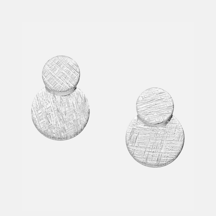 Textured Sterling Silver Duo Studs