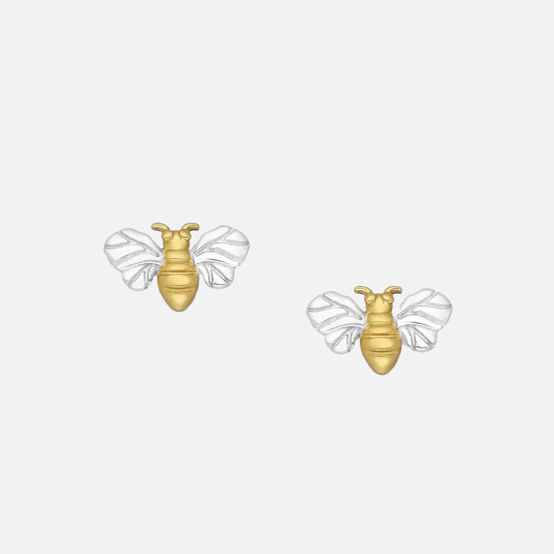 Honey Bee Gold & Silver Sterling Silver Stud Earrings