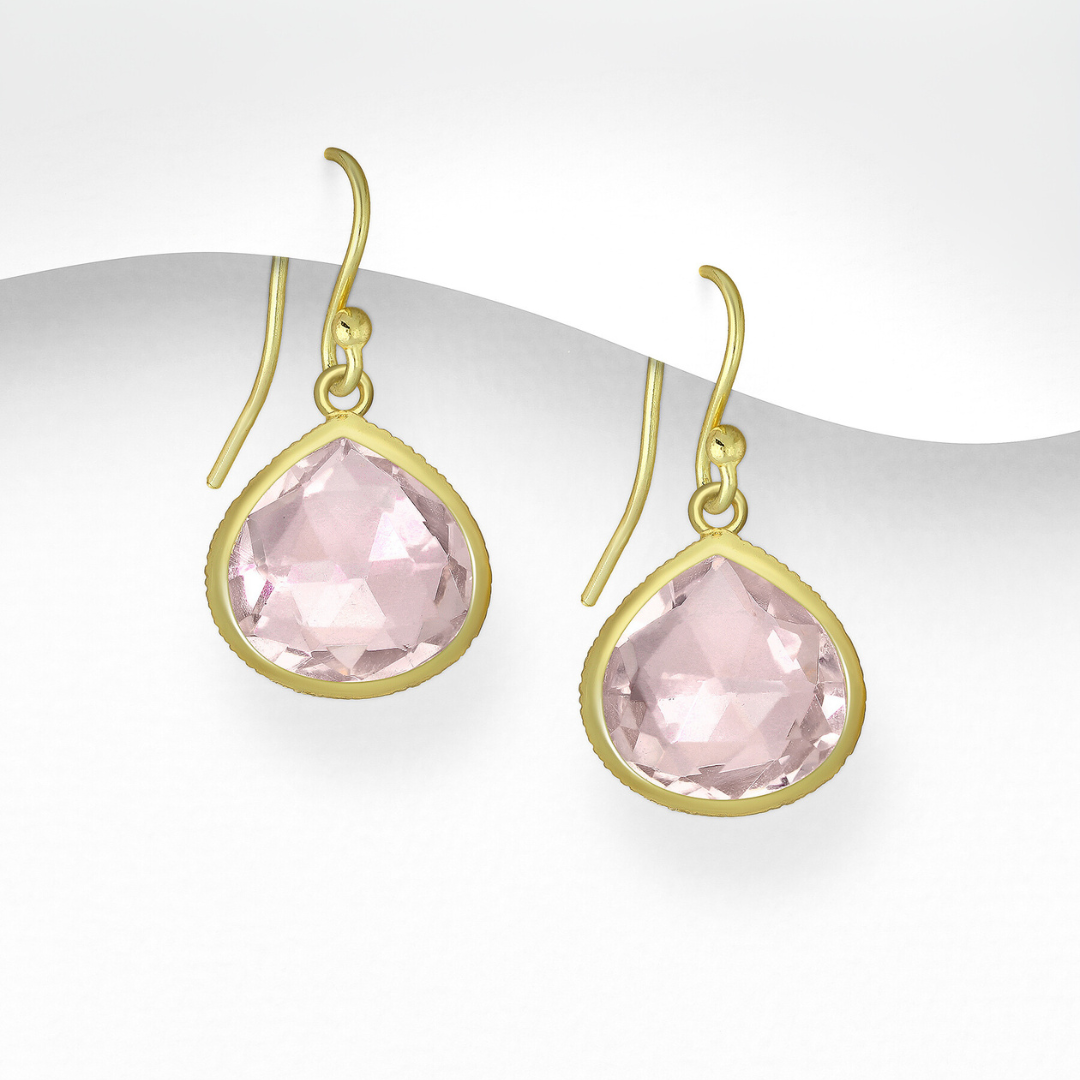 Kate Gemstone Drop Earrings - Blue Onyx | Morganite | Ruby Red | Aqua Chalcedony | Moonstone