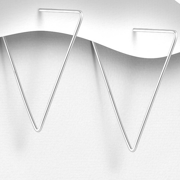 Triangle Fine Silver Hoop Earrings