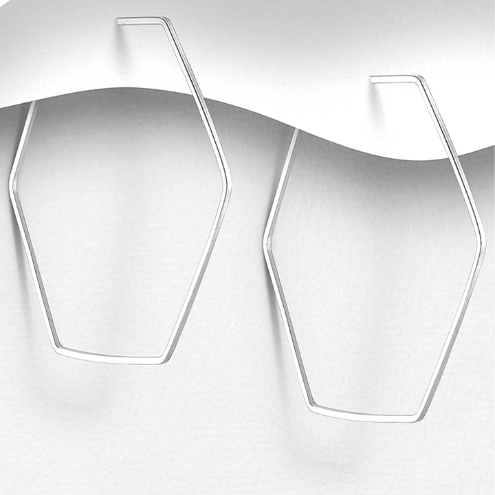 Geo Fine Sterling Silver Hoop Earrings - Hexagonal | Triangular