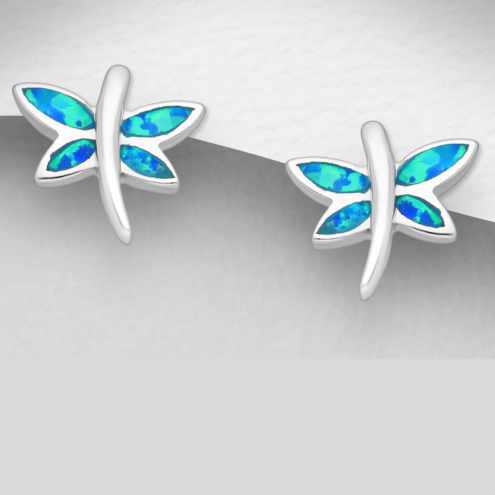 Dragonfly Opal Stud Earrings