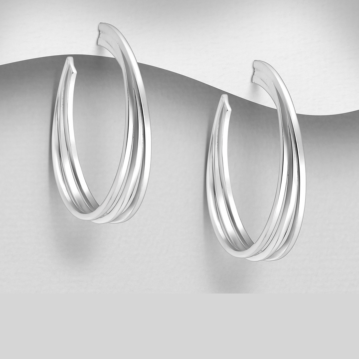 Spiral Sterling Silver Hoop Earrings