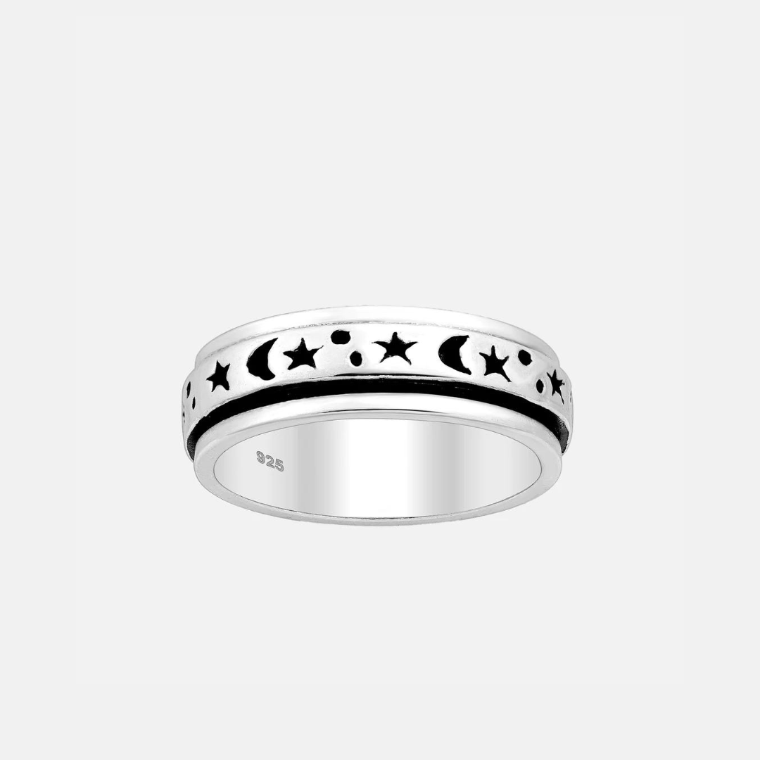 Moon & Star Spinner Ring