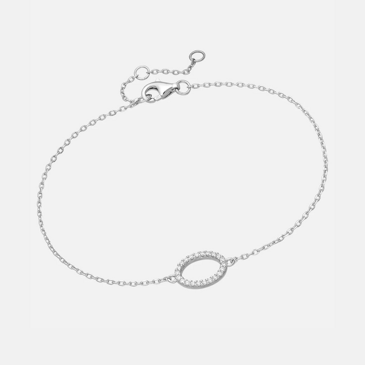 Zircon Oval Dainty Silver Chain Bracelet